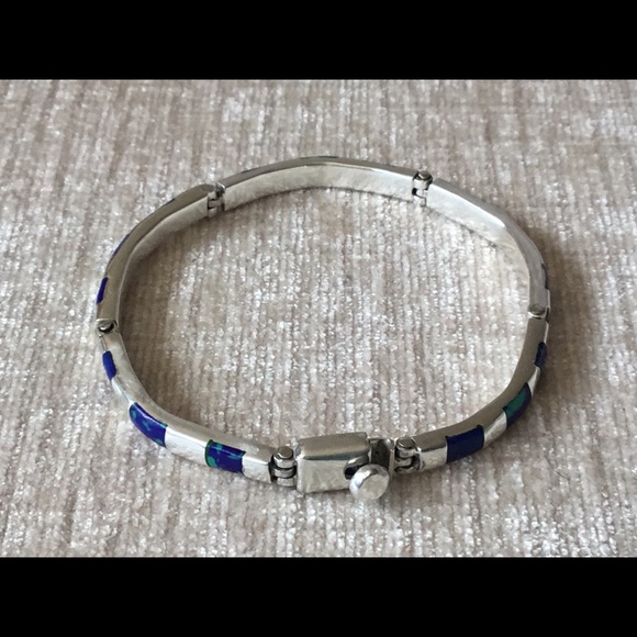 Vintage 950 Sterling Azurite stone bracelet - Picture 3 of 8